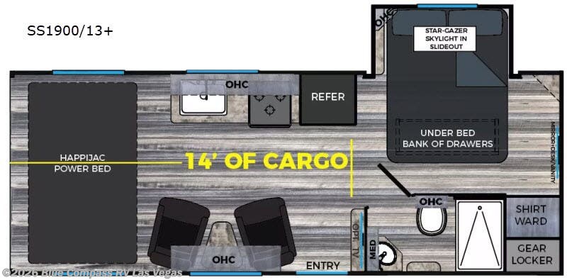 2019 Weekend Warrior Weekend Warrior Superlite SS1900/13+ - Used Toy Hauler For Sale by Blue Compass RV Las Vegas in Las Vegas, Nevada features Slideout