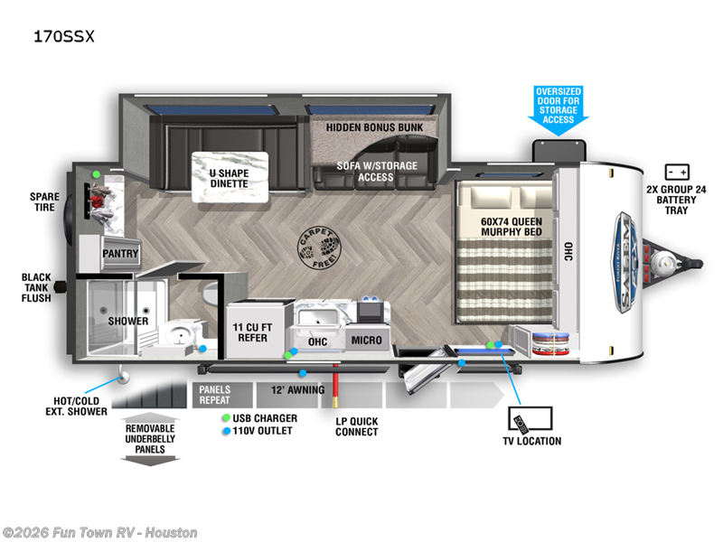 2022 Forest River Salem FSX 170SSX - Used Travel Trailer For Sale by Fun Town RV - Houston in Wharton, Texas features Slideout