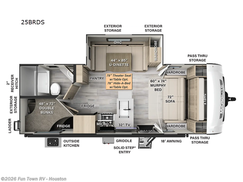 2024 Forest River Flagstaff Micro Lite 25BRDS - Used Travel Trailer For Sale by Fun Town RV - Houston in Wharton, Texas features Slideout