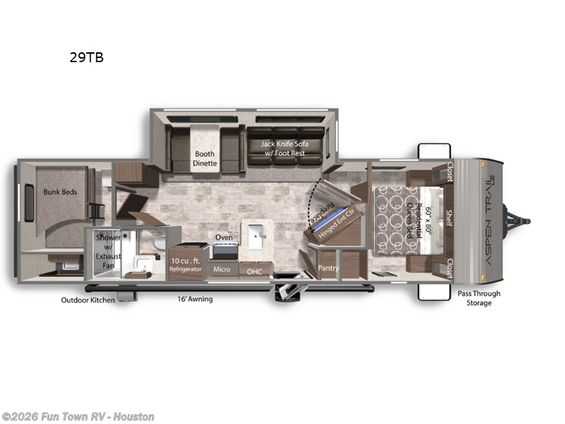2025 Dutchmen Aspen Trail LE 29TB - New Travel Trailer For Sale by Fun Town RV - Houston in Wharton, Texas features Slideout