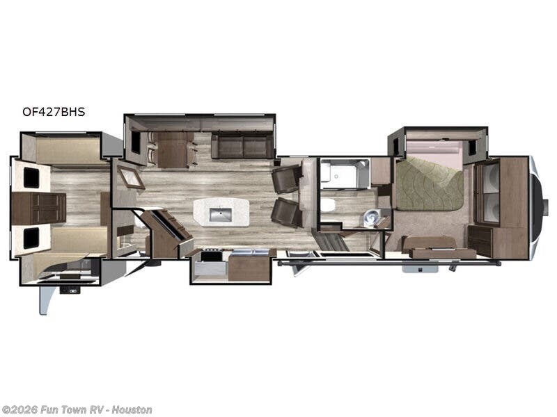 2019 Highland Ridge Open Range OF427BHS - Used Fifth Wheel For Sale by Fun Town RV - Houston in Wharton, Texas features Slideout