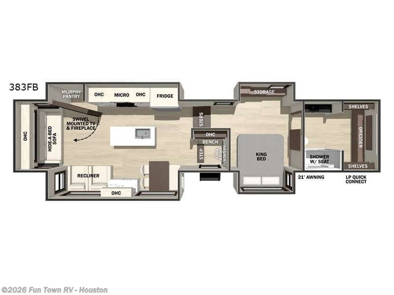 2026 Forest River Cedar Creek 383FB - New Fifth Wheel For Sale by Fun Town RV - Houston in Wharton, Texas features Slideout