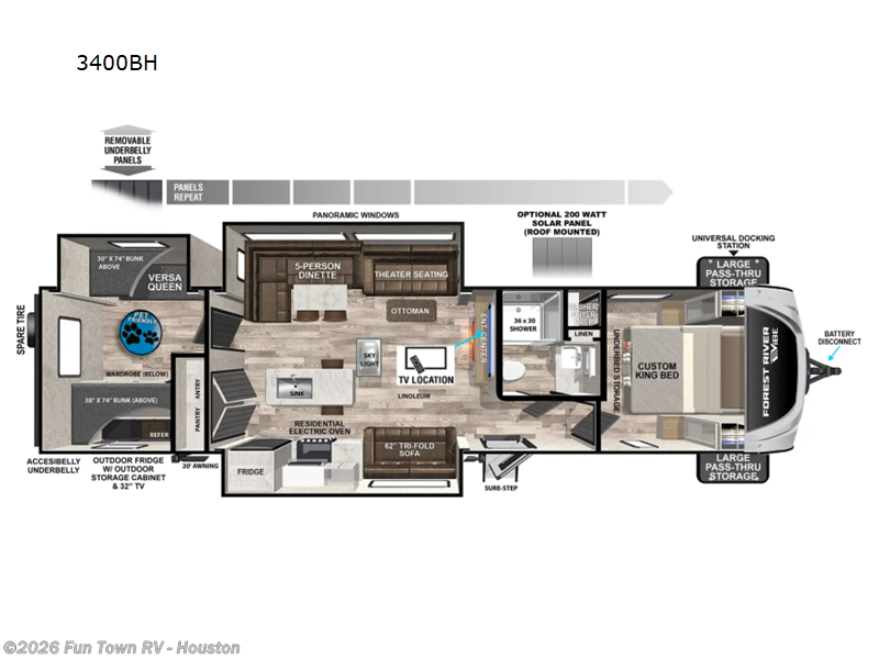 2026 Forest River Vibe 3400BH - New Travel Trailer For Sale by Fun Town RV - Houston in Wharton, Texas features Slideout