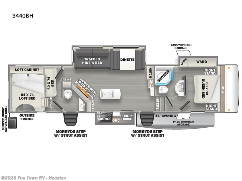 2022 Forest River Sierra 3440BH - Used Fifth Wheel For Sale by Fun Town RV - Houston in Wharton, Texas features Slideout