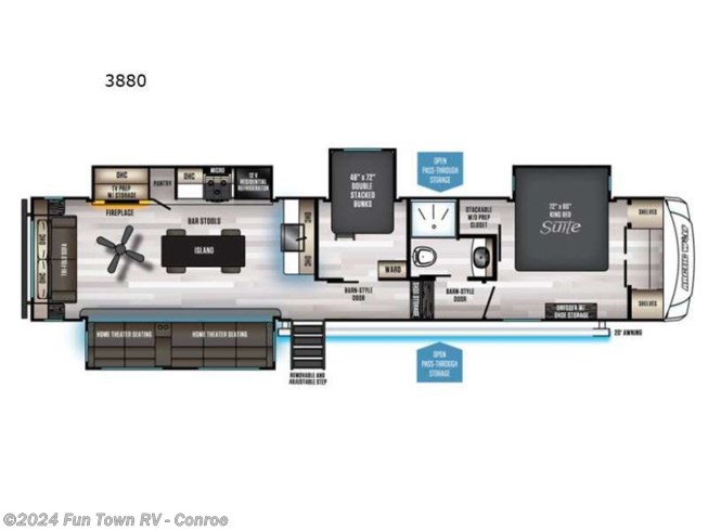 2022 Forest River Cherokee Arctic Wolf Suite 3880 - New Fifth Wheel For Sale by Fun Town RV - Conroe in Conroe, Texas features Slideout
