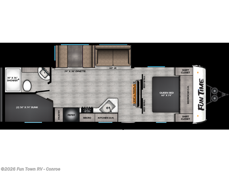 2026 CrossRoads Fun Time 265BH - New Travel Trailer For Sale by Fun Town RV - Conroe in Conroe, Texas