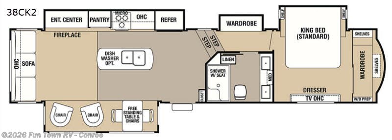 2018 Forest River Cedar Creek Hathaway Edition 38CK2 - Used Fifth Wheel For Sale by Fun Town RV - Conroe in Conroe, Texas features Slideout