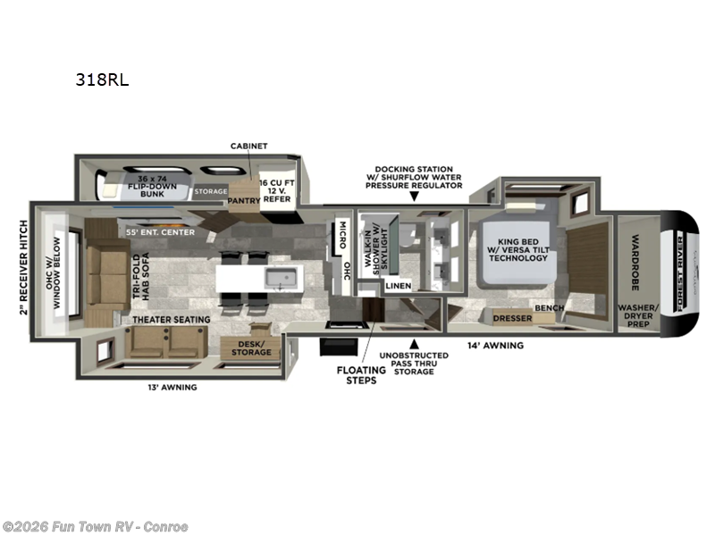 2026 Forest River Impression 318RL - New Fifth Wheel For Sale by Fun Town RV - Conroe in Conroe, Texas features Slideout