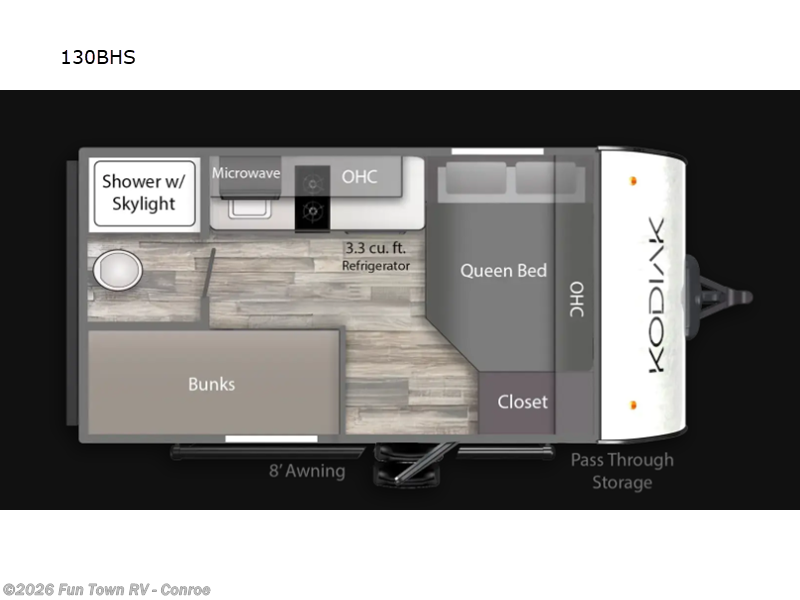 2026 Dutchmen Kodiak 130BHS - New Travel Trailer For Sale by Fun Town RV - Conroe in Conroe, Texas