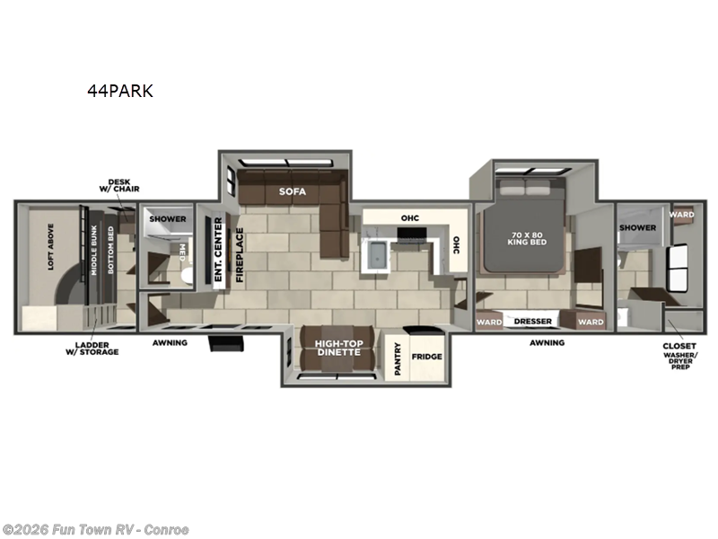 2026 Prime Time LaCrosse 44PARK - New Travel Trailer For Sale by Fun Town RV - Conroe in Conroe, Texas features Slideout