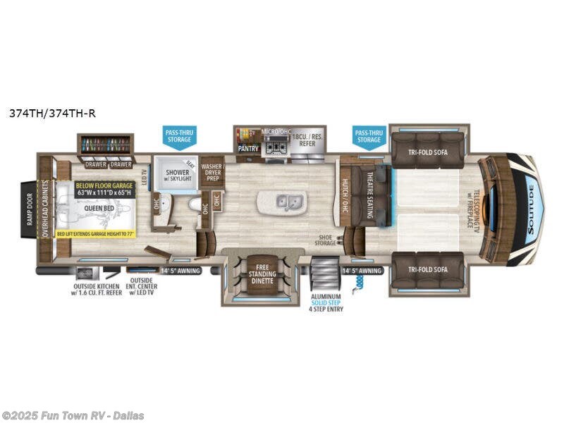 2018 Grand Design Solitude 374TH - Used Toy Hauler For Sale by Fun Town RV - Dallas in Rockwall, Texas features Slideout