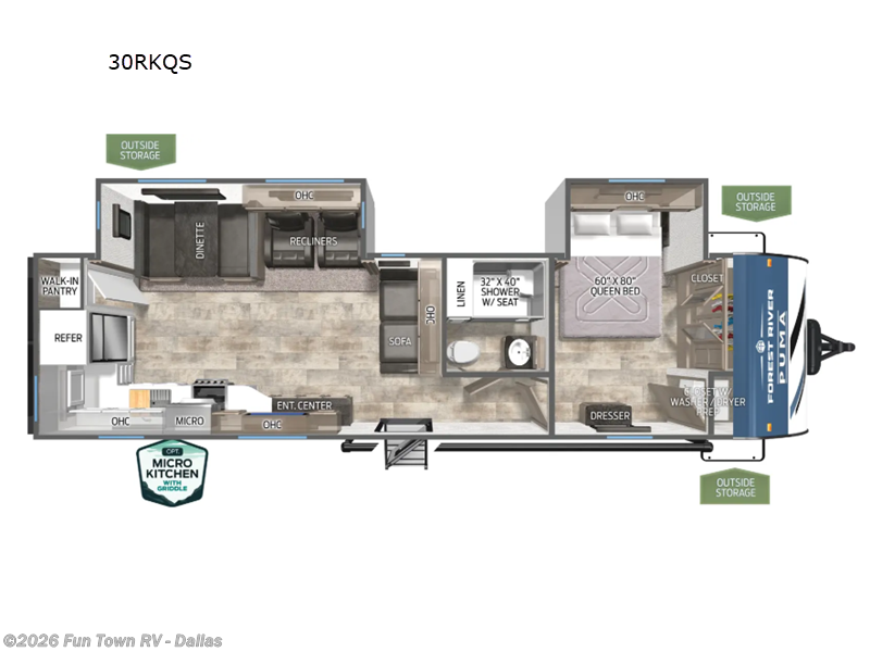 2025 Forest River Puma 30RKQS - New Travel Trailer For Sale by Fun Town RV - Dallas in Rockwall, Texas features Slideout