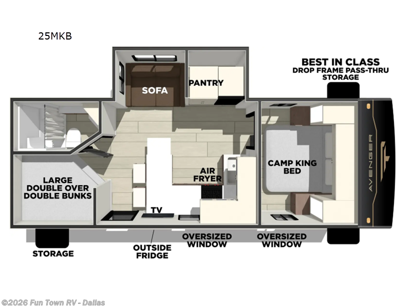 2026 Prime Time Avenger 25MKB - New Travel Trailer For Sale by Fun Town RV - Dallas in Rockwall, Texas features Slideout