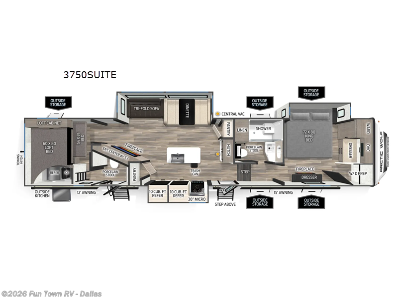 2026 Forest River Cherokee Arctic Wolf 3750SUITE - New Fifth Wheel For Sale by Fun Town RV - Dallas in Rockwall, Texas features Slideout