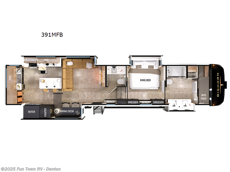 2025 Heartland Bighorn 391MFB - New Fifth Wheel For Sale by Fun Town RV - Denton in Denton, Texas features Slideout