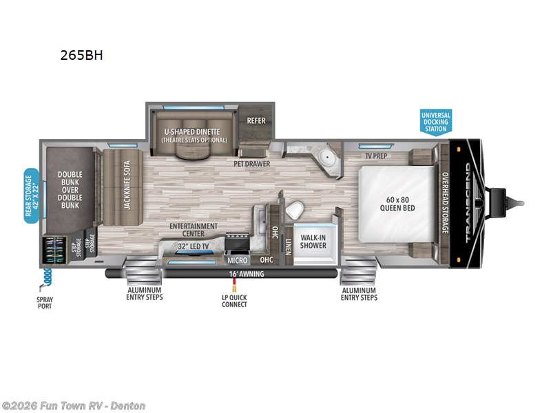 2023 Grand Design Transcend Xplor 265BH - Used Travel Trailer For Sale by Fun Town RV - Denton in Denton, Texas features Slideout