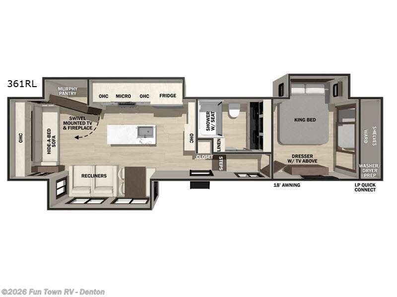 2026 Forest River Cedar Creek 361RL - New Fifth Wheel For Sale by Fun Town RV - Denton in Denton, Texas features Slideout