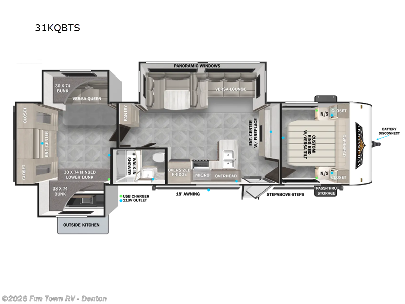 2025 Forest River Wildwood 31KQBTS - New Travel Trailer For Sale by Fun Town RV - Denton in Denton, Texas features Slideout