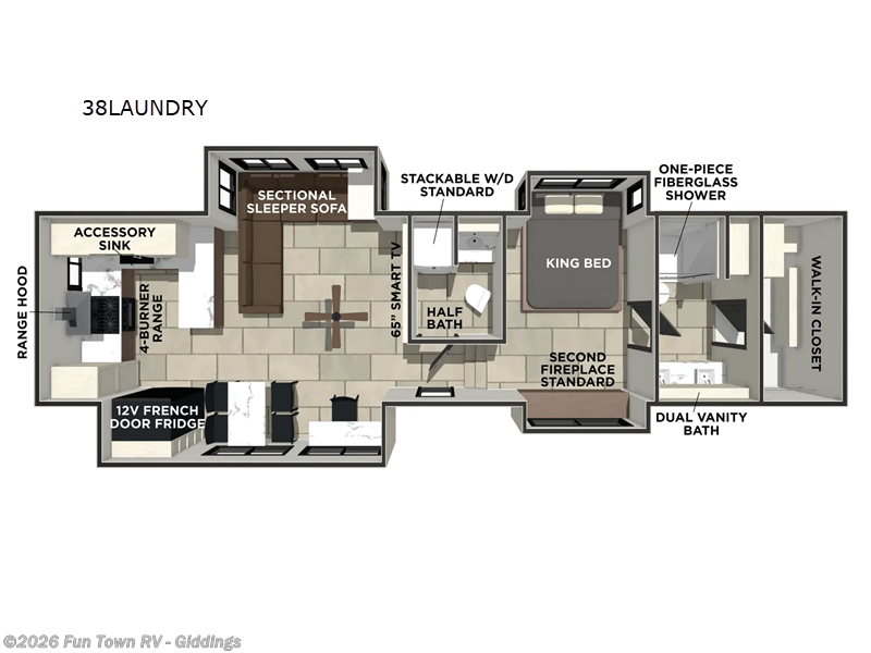 2026 Prime Time Sanibel 38LAUNDRY - New Fifth Wheel For Sale by Fun Town RV - Giddings in Giddings, Texas features Slideout