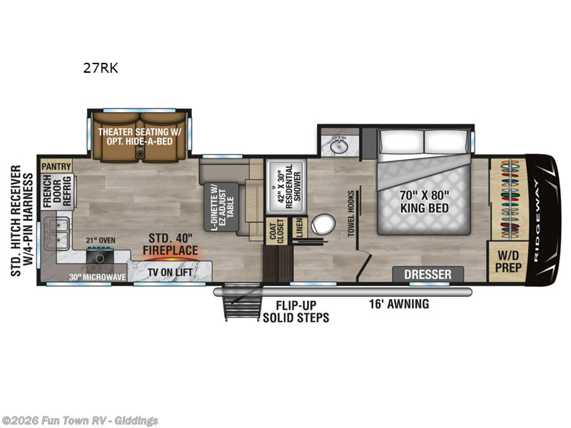 2026 K-Z Ridgeway 27RK - New Fifth Wheel For Sale by Fun Town RV - Giddings in Giddings, Texas features Slideout