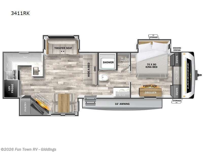 2025 Prime Time LaCrosse 3411RK - New Travel Trailer For Sale by Fun Town RV - Giddings in Giddings, Texas features Slideout