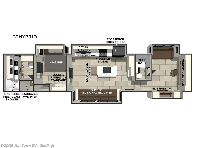 2026 Prime Time Sanibel 39HYBRID - New Fifth Wheel For Sale by Fun Town RV - Giddings in Giddings, Texas features Slideout