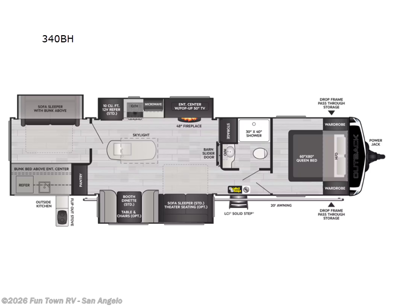 2025 Keystone Outback 340BH - New Travel Trailer For Sale by Fun Town RV - San Angelo in San Angelo, Texas features Slideout