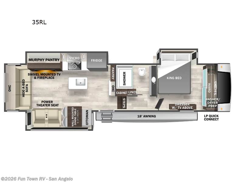 2025 Forest River Cedar Creek Experience 35RL - New Fifth Wheel For Sale by Fun Town RV - San Angelo in San Angelo, Texas features Slideout