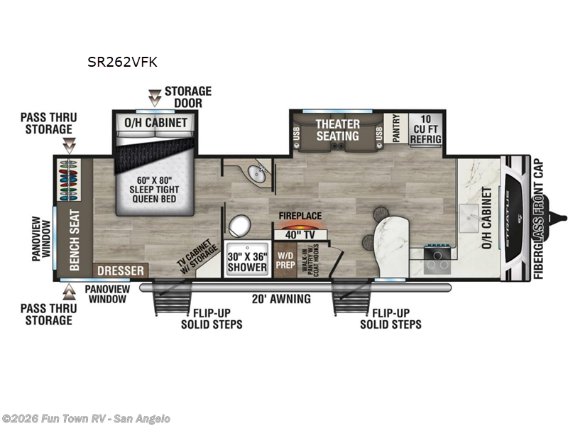 2025 Venture RV Stratus SR262VFK - New Travel Trailer For Sale by Fun Town RV - San Angelo in San Angelo, Texas features Slideout