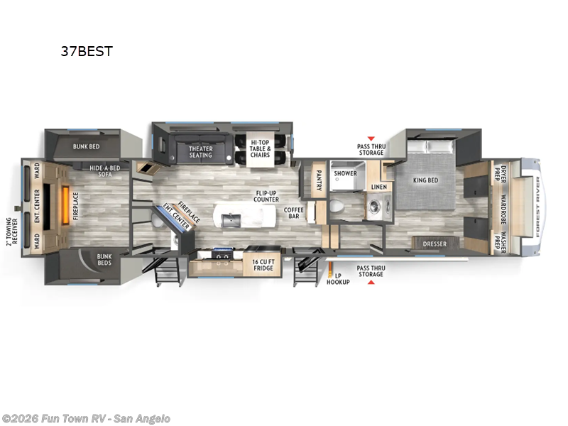 2026 Forest River Cardinal 37BEST - New Fifth Wheel For Sale by Fun Town RV - San Angelo in San Angelo, Texas features Slideout