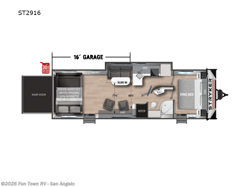 2025 Cruiser RV Stryker ST2916 - New Toy Hauler For Sale by Fun Town RV - San Angelo in San Angelo, Texas features Slideout