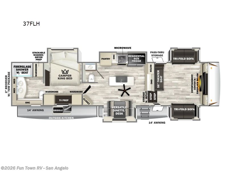 2026 Forest River Sabre 37FLH - New Fifth Wheel For Sale by Fun Town RV - San Angelo in San Angelo, Texas features Slideout