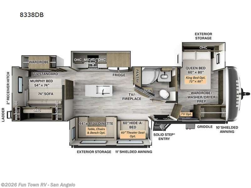 2024 Forest River Rockwood Signature 8338DB - New Travel Trailer For Sale by Fun Town RV - San Angelo in San Angelo, Texas features Slideout