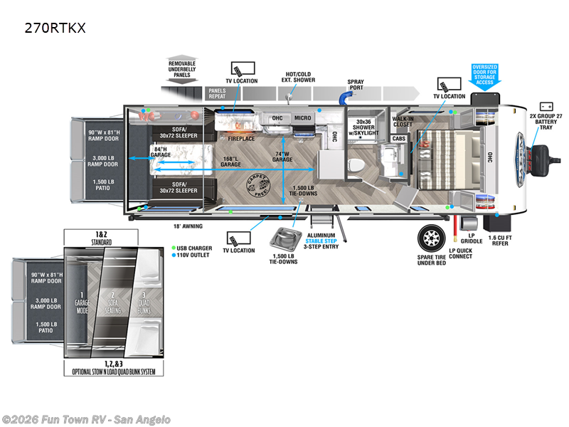 2022 Forest River Salem FSX 270RTKX - Used Toy Hauler For Sale by Fun Town RV - San Angelo in San Angelo, Texas