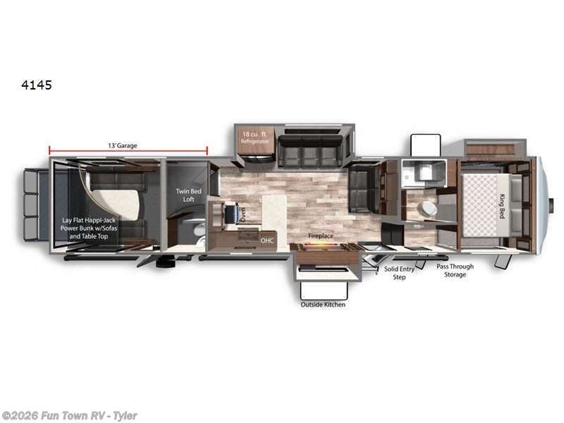 2022 Dutchmen Voltage 4145 - Used Toy Hauler For Sale by Fun Town RV - Tyler in Mineola, Texas features Slideout