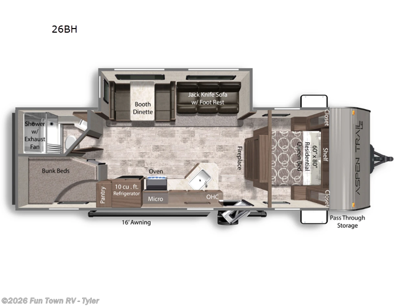 2025 Dutchmen Aspen Trail LE 26BH - New Travel Trailer For Sale by Fun Town RV - Tyler in Mineola, Texas features Slideout