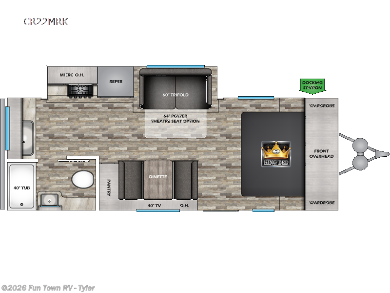 2023 CrossRoads Cruiser 22MRK - Used Travel Trailer For Sale by Fun Town RV - Tyler in Mineola, Texas features Slideout