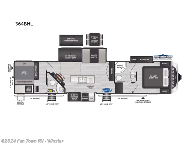 2024 Keystone Cougar 364BHL - New Fifth Wheel For Sale by Fun Town RV - Winstar in Thackerville, Oklahoma
