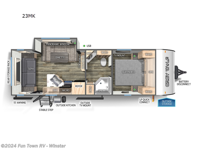 2024 Forest River Cherokee Grey Wolf 23MK - New Travel Trailer For Sale by Fun Town RV - Winstar in Thackerville, Oklahoma