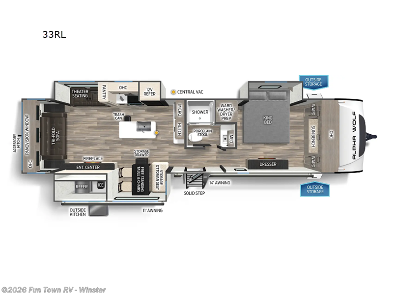 2025 Forest River Cherokee Alpha Wolf 33RL - New Travel Trailer For Sale by Fun Town RV - Winstar in Thackerville, Oklahoma features Slideout