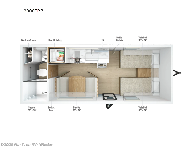 2026 Winnebago Micro Minnie 2000TRB - New Travel Trailer For Sale by Fun Town RV - Winstar in Thackerville, Oklahoma