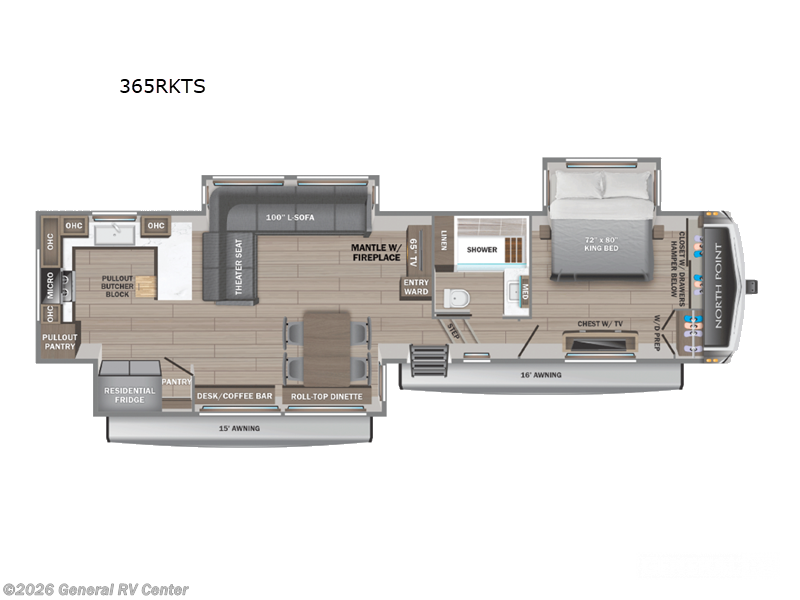 2025 Jayco North Point 365RKTS - New Fifth Wheel For Sale by General RV Center in Clarkston, Michigan
