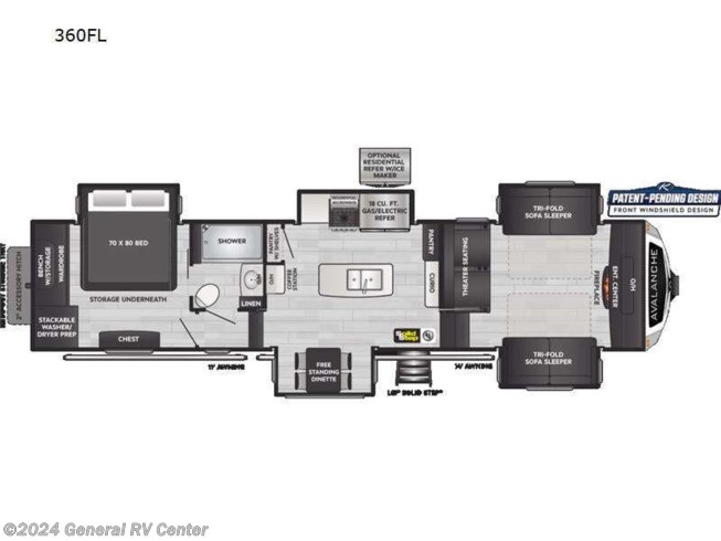 2023 Keystone Avalanche 360FL - New Fifth Wheel For Sale by General RV Center in Dover, Florida