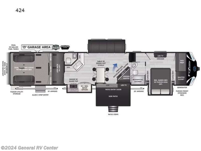 2023 Keystone Fuzion 424 - New Toy Hauler For Sale by General RV Center in Dover, Florida