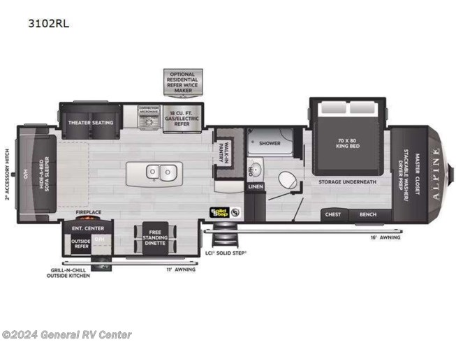 2023 Keystone Alpine 3102RL - New Fifth Wheel For Sale by General RV Center in Dover, Florida