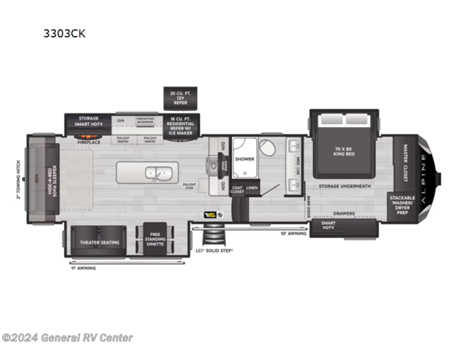 2024 Keystone Alpine 3303CK - New Fifth Wheel For Sale by General RV Center in Dover, Florida