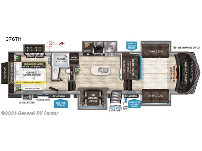 2019 Grand Design Momentum 376TH - Used Toy Hauler For Sale by General RV Center in Dover, Florida