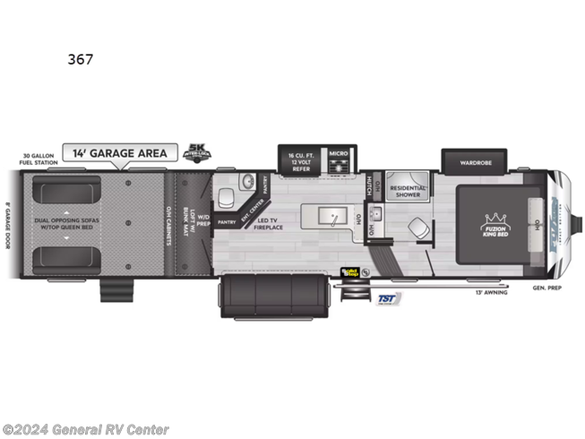 2024 Keystone Fuzion Impact Edition 367 - New Toy Hauler For Sale by General RV Center in Dover, Florida