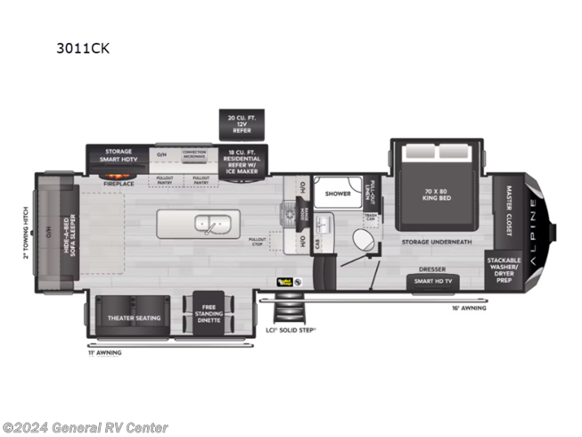 2024 Keystone Alpine 3011CK - New Fifth Wheel For Sale by General RV Center in Dover, Florida