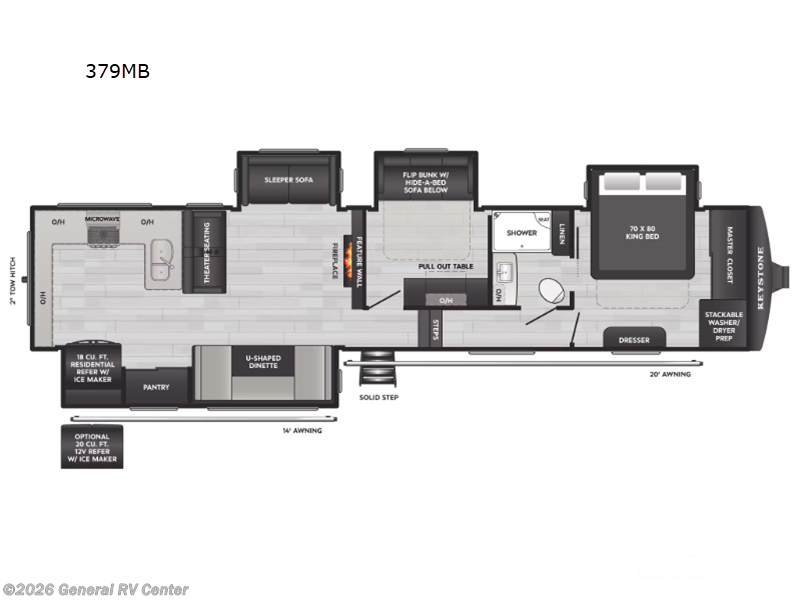 2026 Keystone Avalanche 379MB - New Fifth Wheel For Sale by General RV Center in Dover, Florida